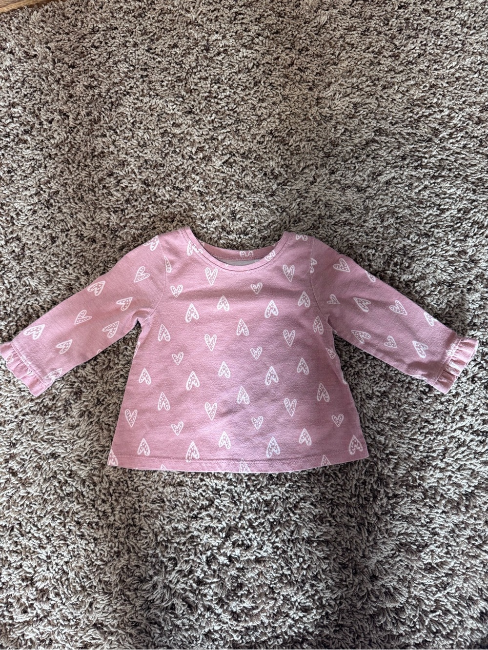 jumping beans Pink Long-Sleeve Tee with White Heart Print